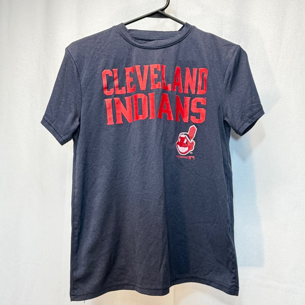 Cleveland Indians MLB T-Shirt Kids Size L 10/12 Navy Blue Chief‎ Wahoo Graphic